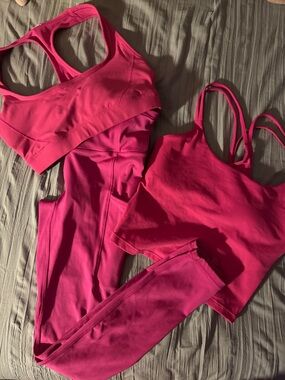 Fabletics Bright Hot Pink Three-Piece Active Set
